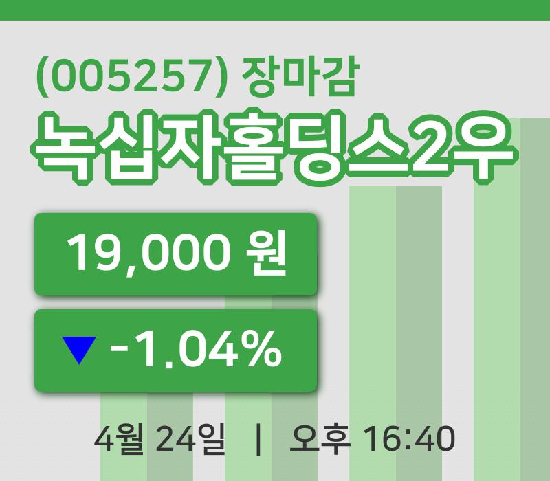 국내주식마감녹십자홀딩스2우 24일 19,000원 장종료...