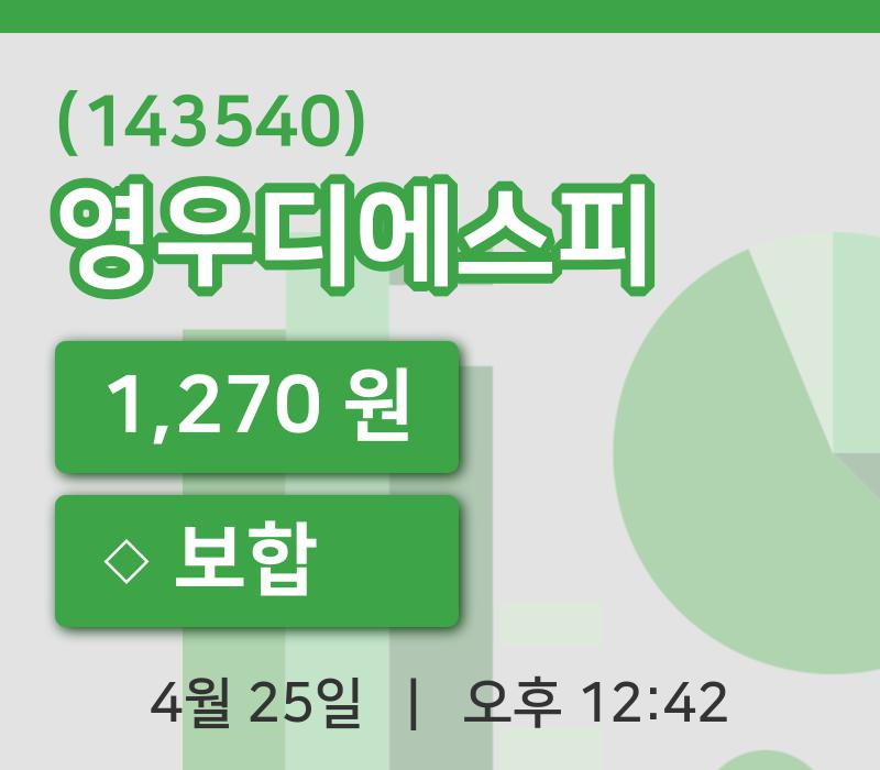 [영우디에스피주가] 12시 42분 현재 1,270원