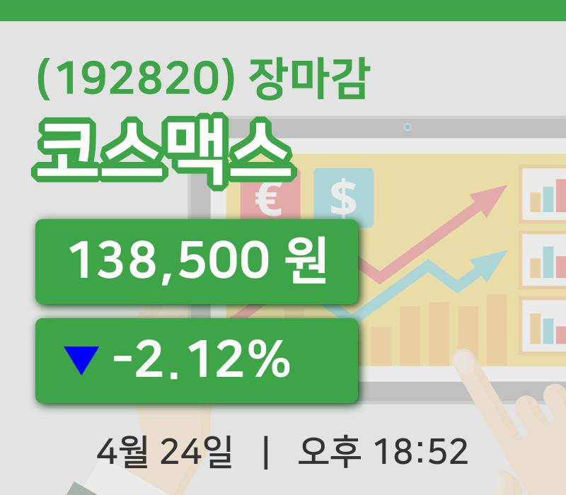 코스피마감증시코스맥스 24일 138,500원 마감주식차트복습하기