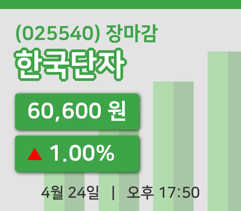 국내주식마감한국단자 24일 60,600원 장종료...