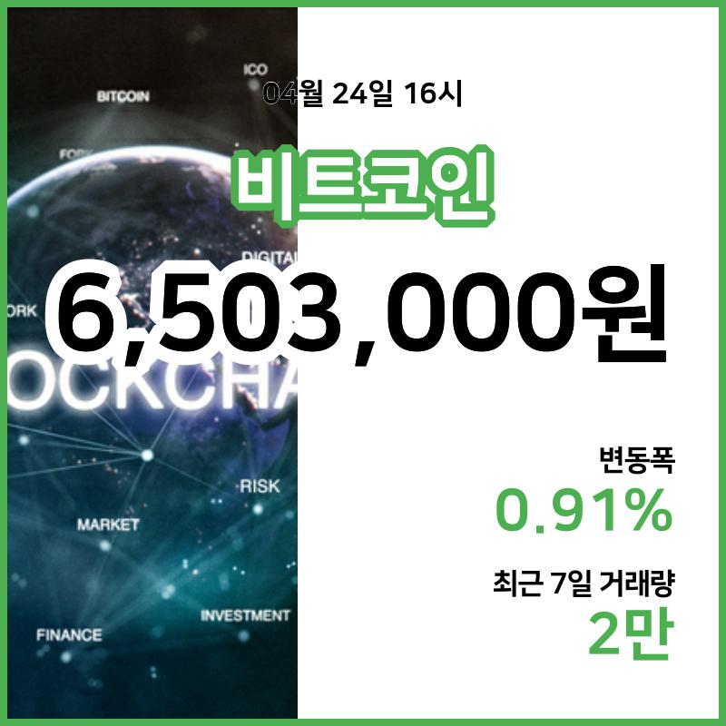 [24일 빗썸 비트코인시세] 17시 현재 비트코인 650만3000원,비트코인골드 1만9800원,  비트코인 캐시 32만8000원