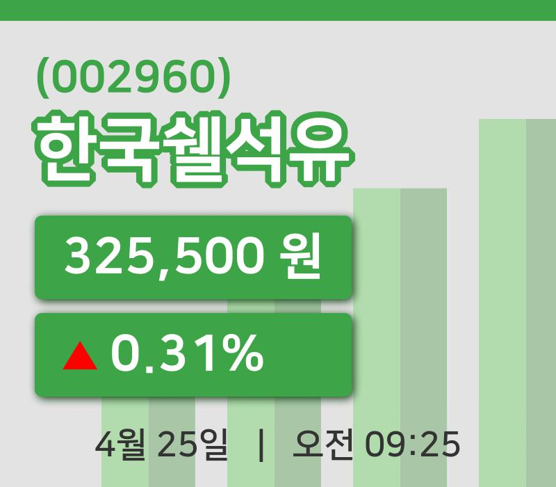 [한국쉘석유주가] 25일 9시 25분 현재 325,500원