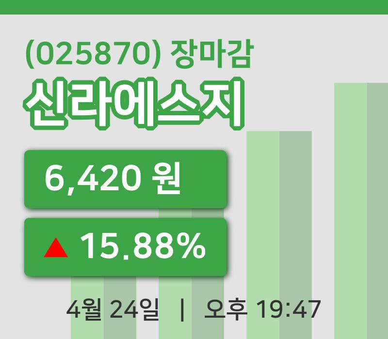 국내증시마감신라에스지 24일 6,420원 장종료주식차트통계 및 분석