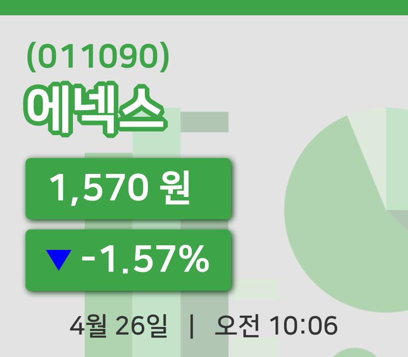 [에넥스주가] 26일 이시각 현재  1,570원