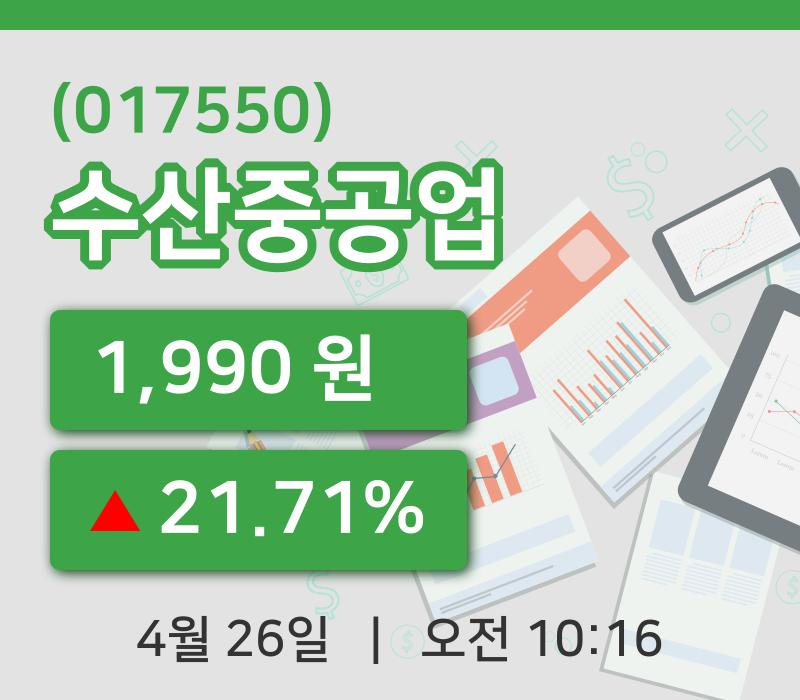 [수산중공업주가] 10시 16분 현재 1,990원