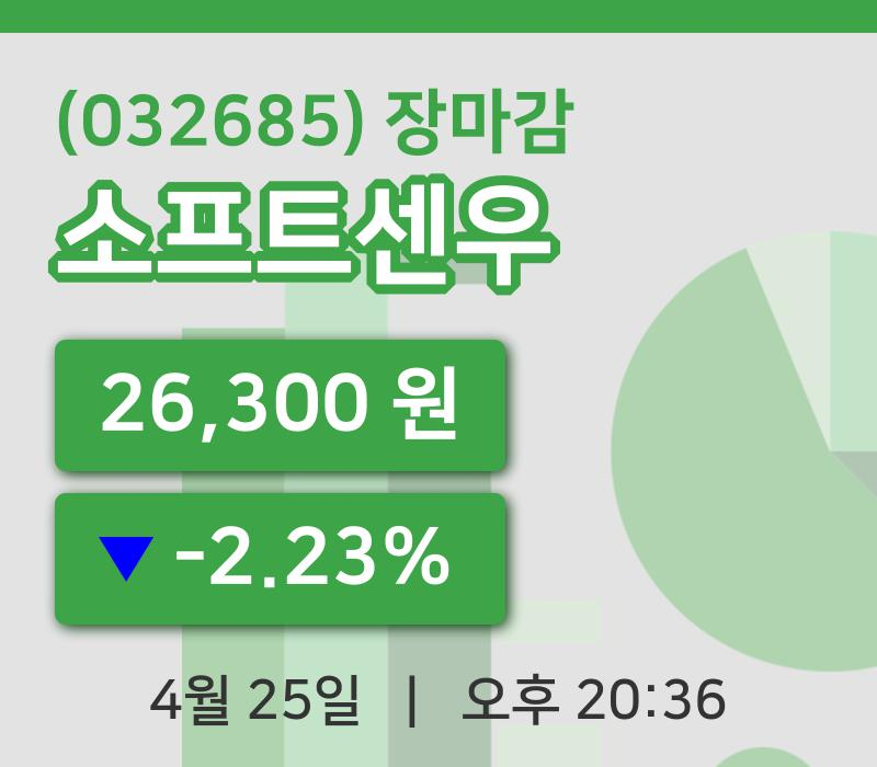 코스닥정리소프트센우 25일 26,300원 마감그래프종합분석