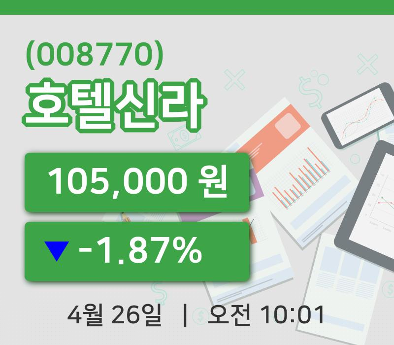 [호텔신라주가] 26일 10시 01분 현재 105,000원