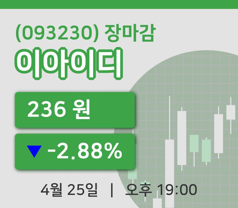 국내증시마감이아이디 25일 236원 장종료주식차트복습 및 분석