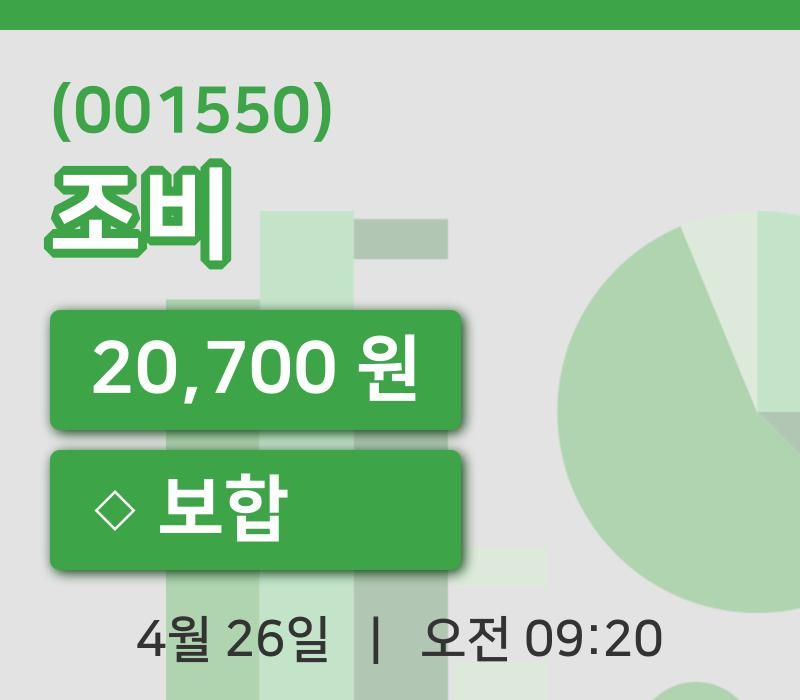 [조비주가] 26일 9시 20분 현재 20,700원