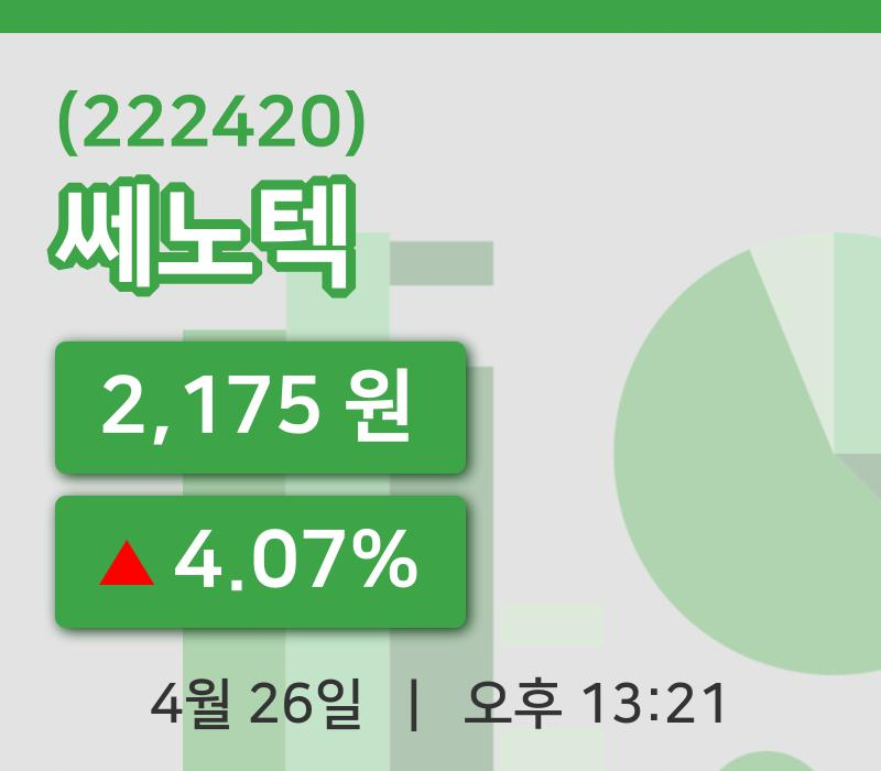 [쎄노텍주가] 26일 이시각 현재  2,175원