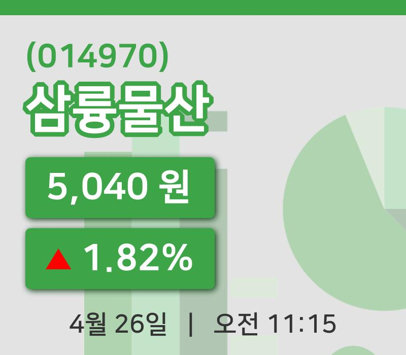 [삼륭물산주가] 26일 11시 15분 현재 5,040원