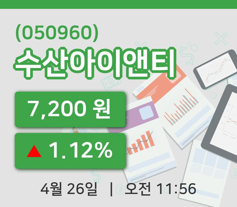 [수산아이앤티주가] 11시 56분 현재 7,200원