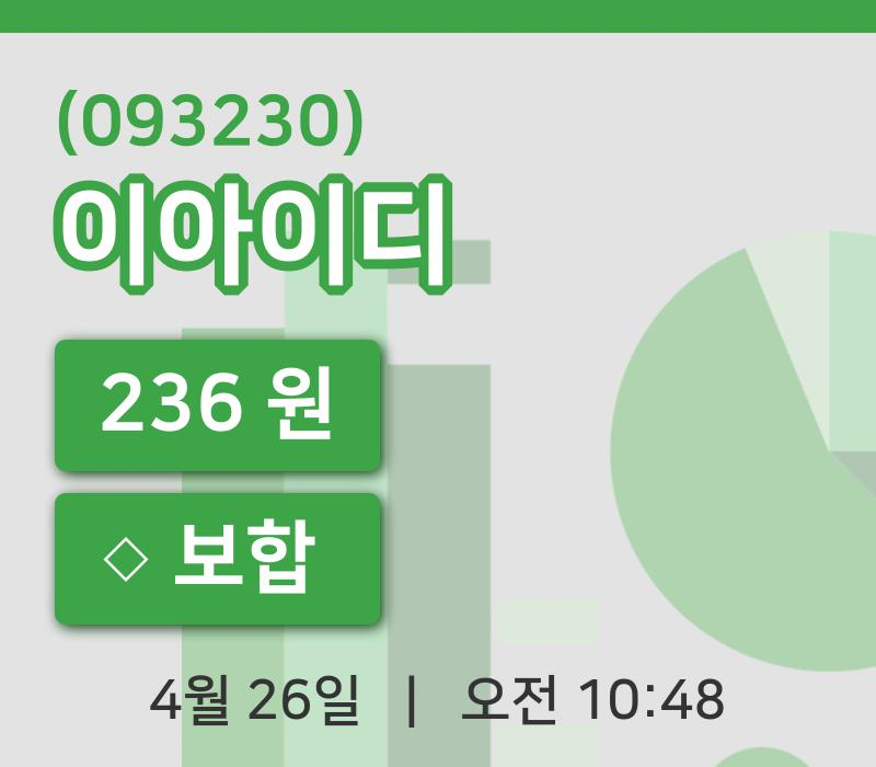[이아이디주가] 26일 이시각 현재  236원