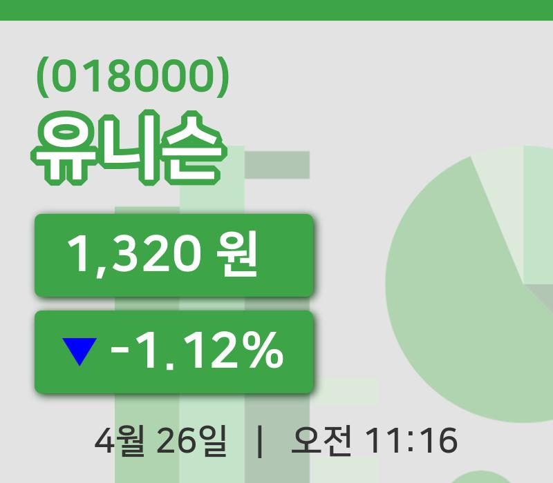 [유니슨주가] 26일 이시각 현재  1,320원