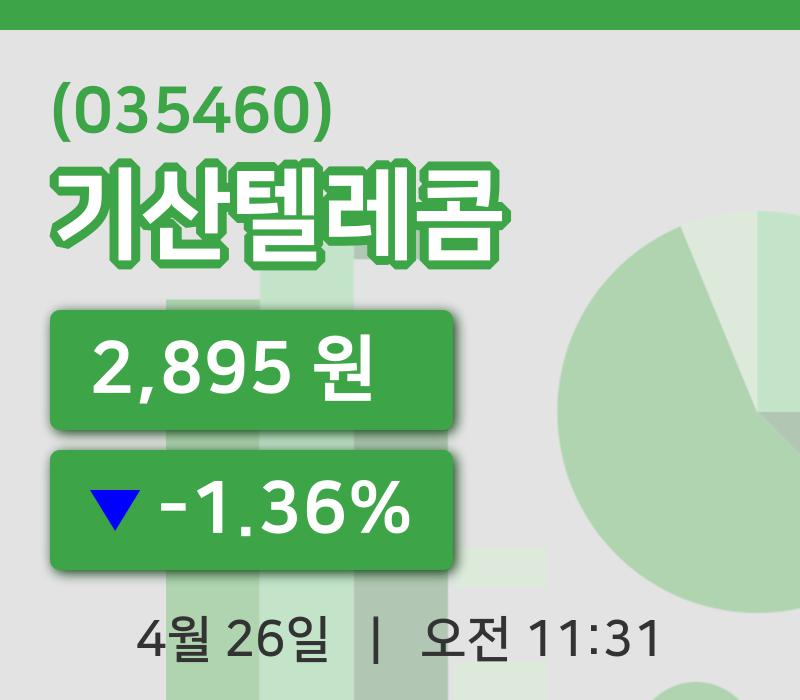 [기산텔레콤주가] 11시 31분 현재 2,895원