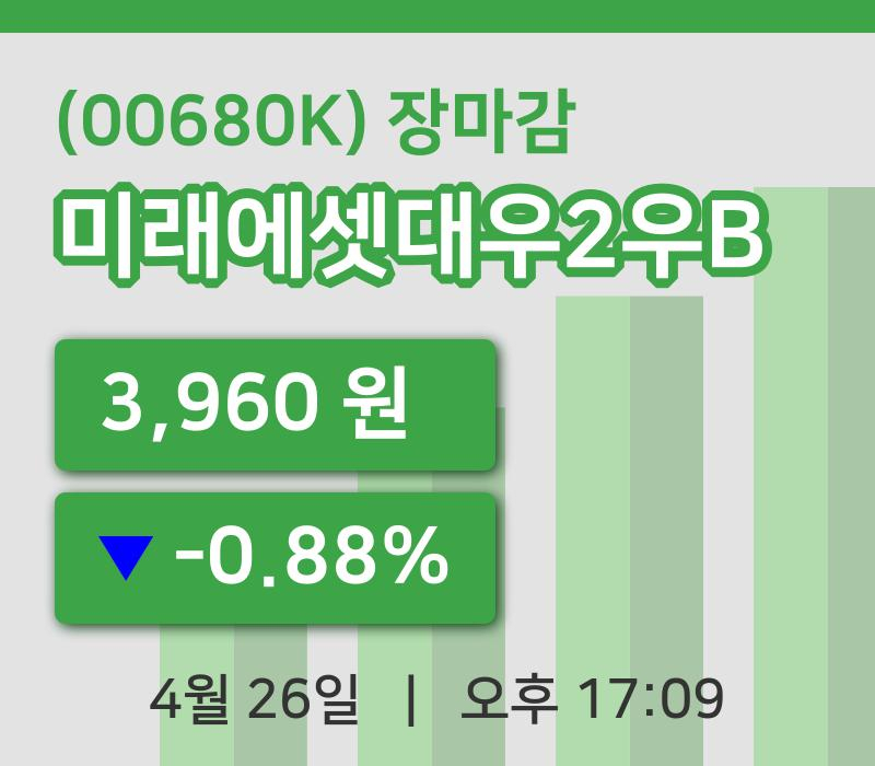 국내증시마감미래에셋대우2우B 26일 3,960원 마감