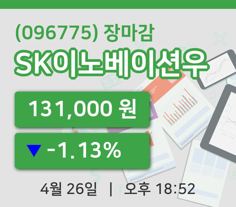 주식마감SK이노베이션우 26일 131,000원 장종료그래프종합복습