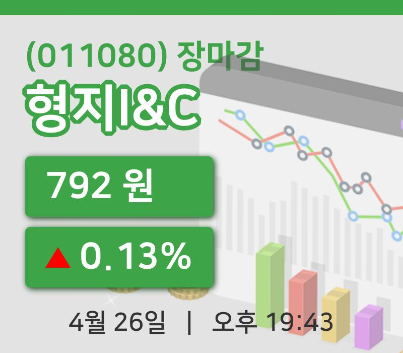 국내주식마감형지I&C 26일 792원 장종료그래프종합정리