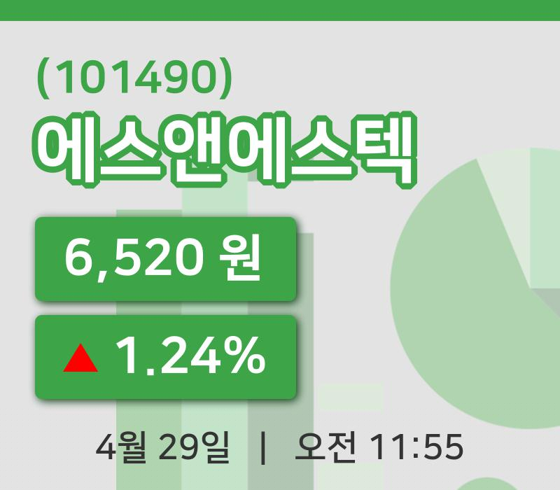 [에스앤에스텍주가] 29일 이시각 현재  6,520원