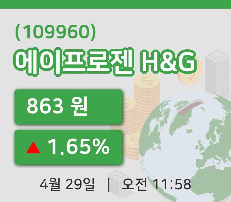 [에이프로젠 H&G주가] 29일 이시각 현재  863원