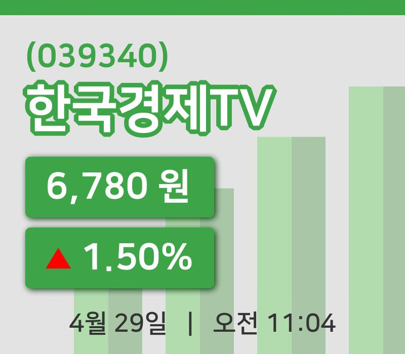 [한국경제TV주가] 29일 이시각 현재  6,780원