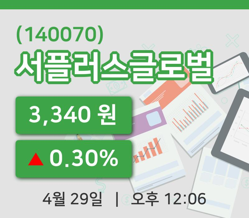 [서플러스글로벌주가] 29일 이시각 현재  3,340원