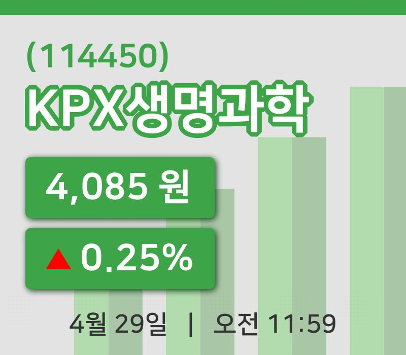 [KPX생명과학주가] 29일 11시 59분 현재 4,085원
