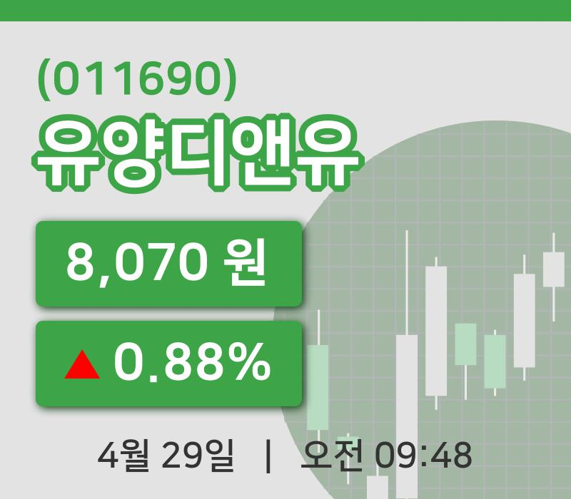 [유양디앤유주가] 9시 48분 현재 8,070원
