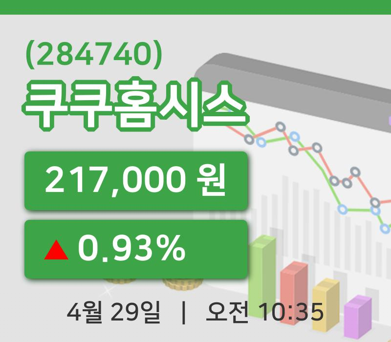 [쿠쿠홈시스주가] 29일 이시각 현재  217,000원