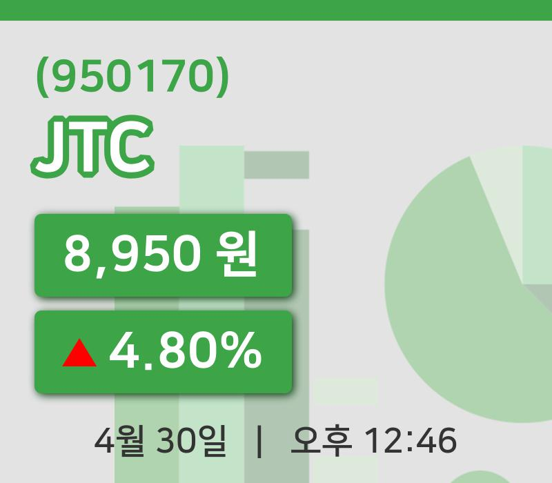 [JTC주가] 30일 이시각 현재  8,950원