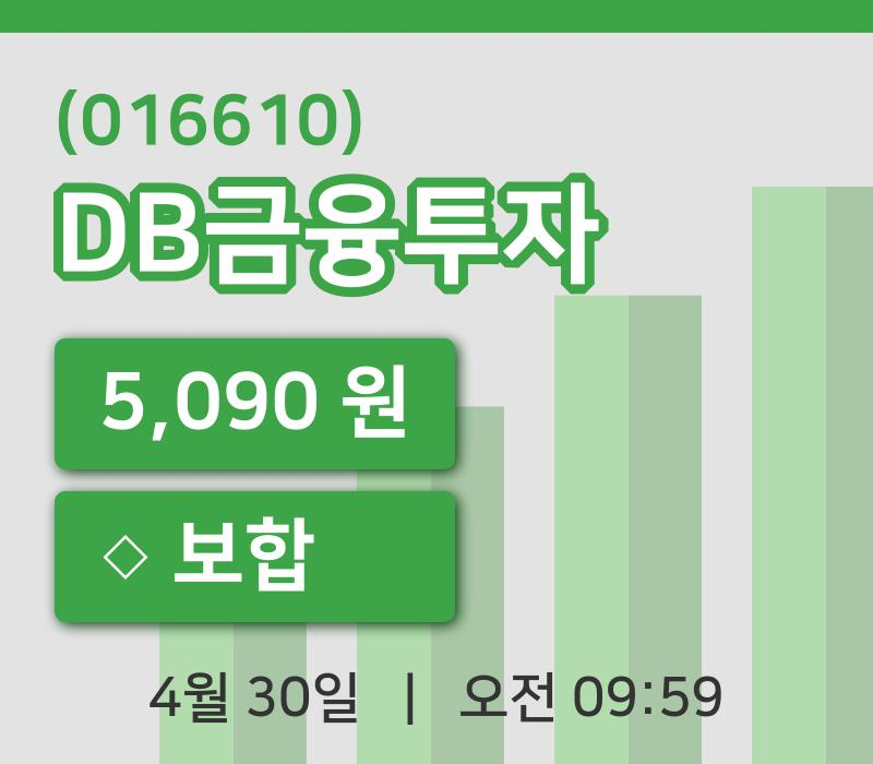 [DB금융투자주가] 9시 59분 현재 5,090원