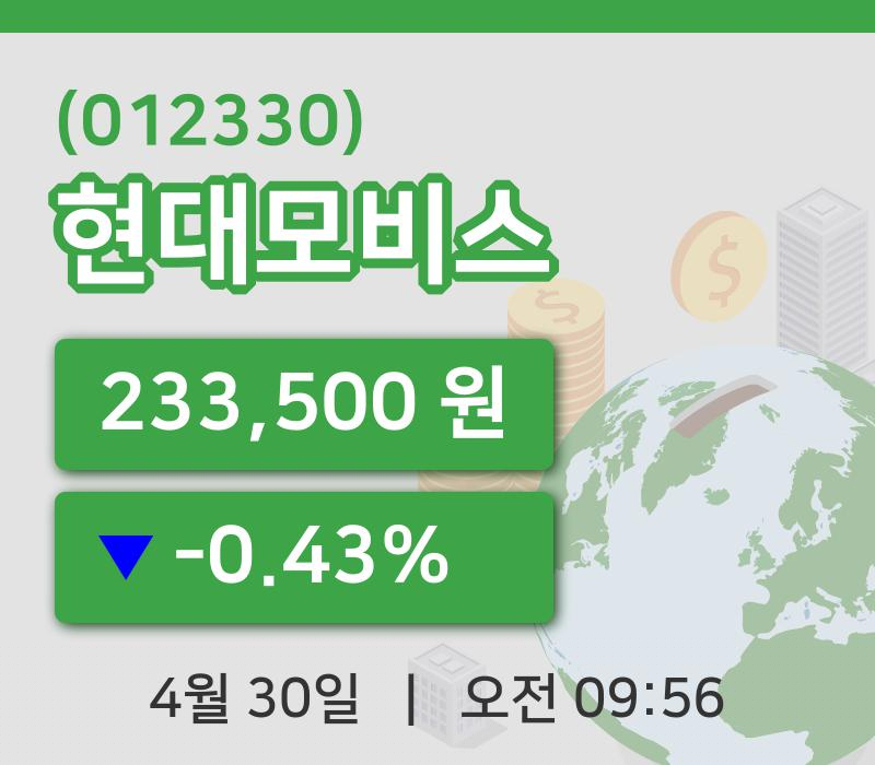 [현대모비스주가] 30일 9시 56분 현재 233,500원