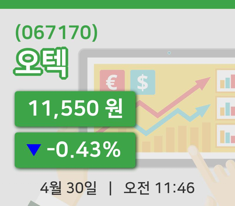 [오텍주가] 30일 11시 46분 현재 11,550원