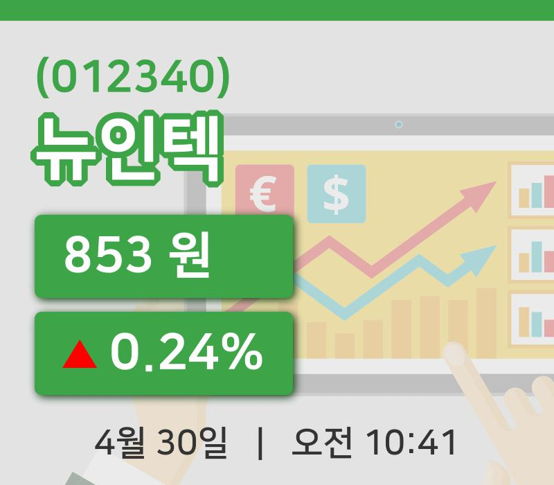 [뉴인텍주가] 10시 41분 현재 853원