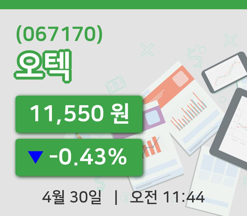 [오텍주가] 30일 이시각 현재  11,550원
