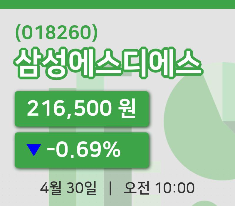 [삼성에스디에스주가] 30일 이시각 현재  216,500원