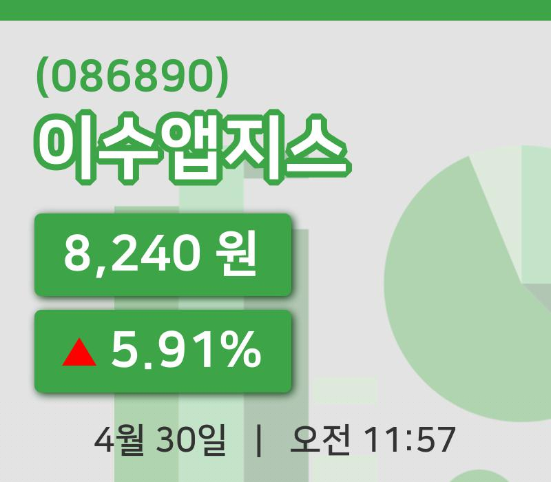 [이수앱지스주가] 11시 57분 현재 8,240원
