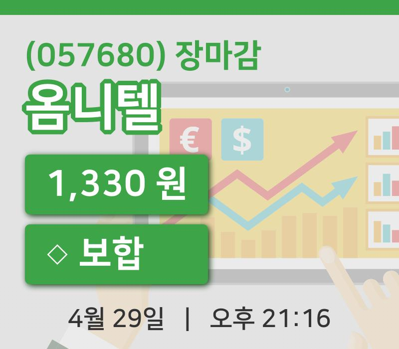 국내증시마감옴니텔 29일 1,330원 장 마쳐주식차트분석