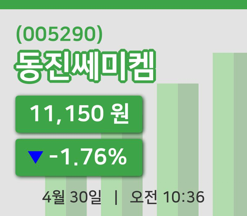 [동진쎄미켐주가] 30일 이시각 현재  11,150원