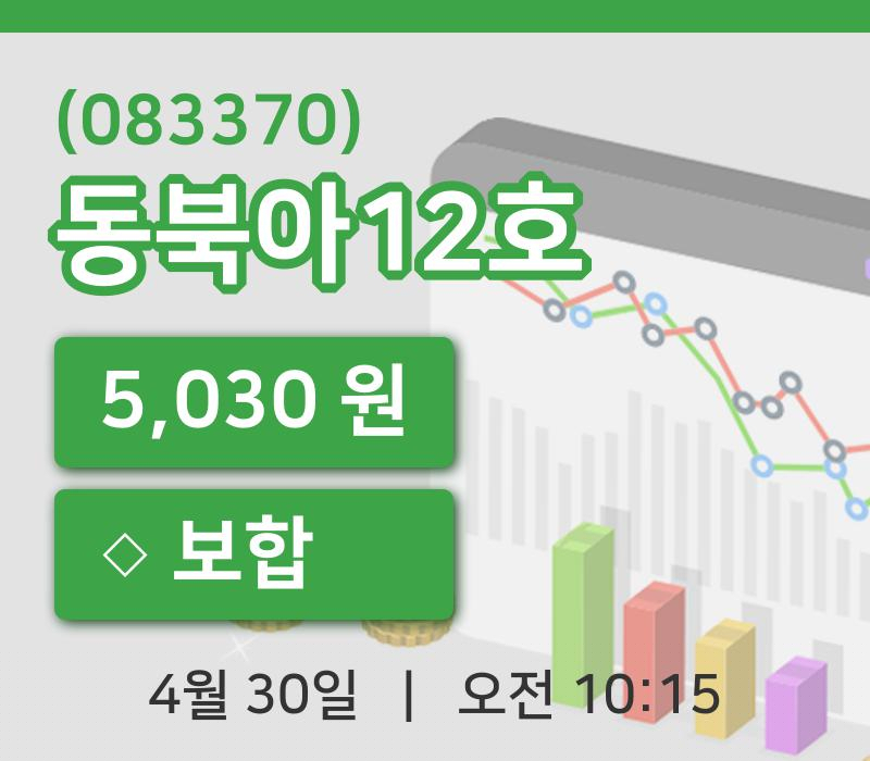 [동북아12호주가] 30일 이시각 현재  5,030원