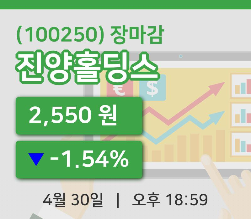 코스피마감증시진양홀딩스 30일 2,550원 장 마쳐
