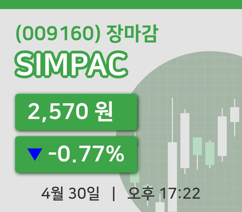 코스피마감증시SIMPAC 30일 2,570원 마감