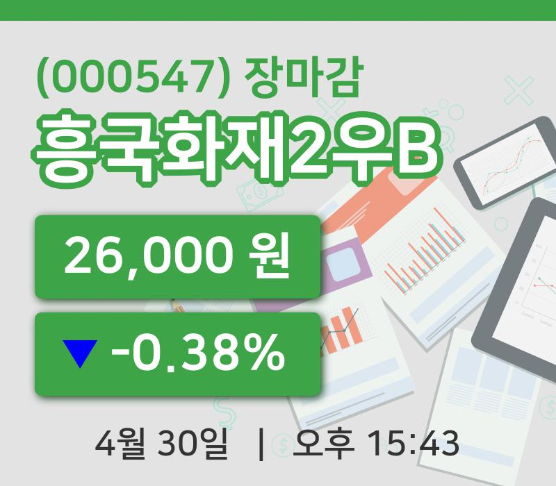 코스피마감증시흥국화재2우B 30일 26,000원 장종료그래프분석
