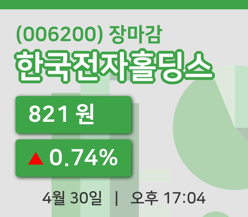 마감증시보고한국전자홀딩스 30일 821원 장 마쳐...