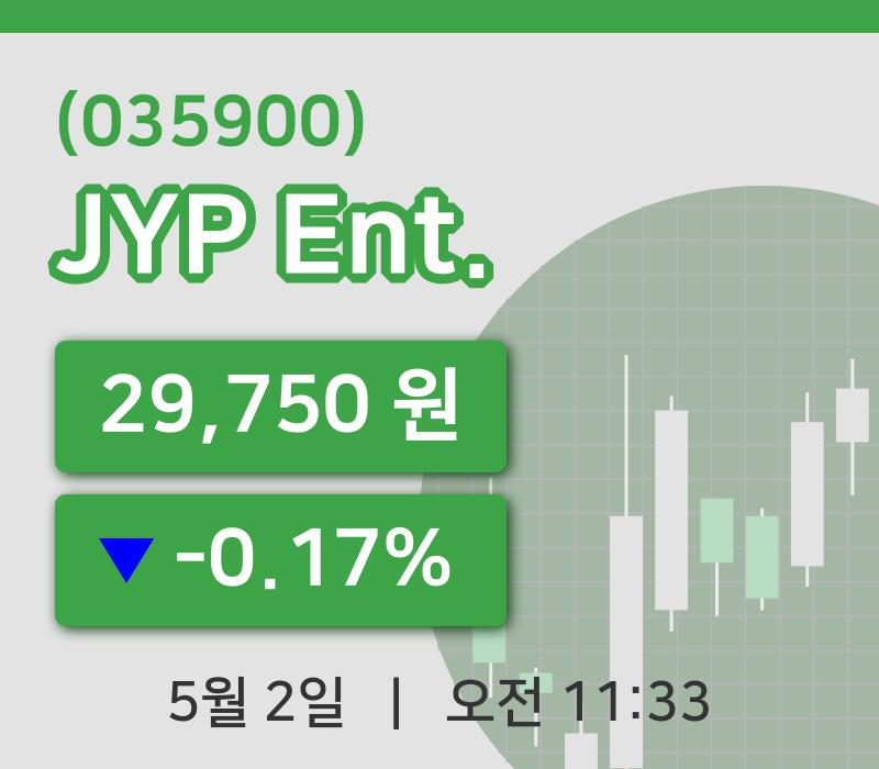 [JYP Ent.주가] 2일 11시 33분 현재 29,750원