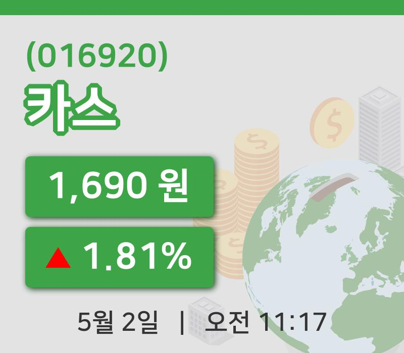 [카스주가] 2일 이시각 현재  1,690원