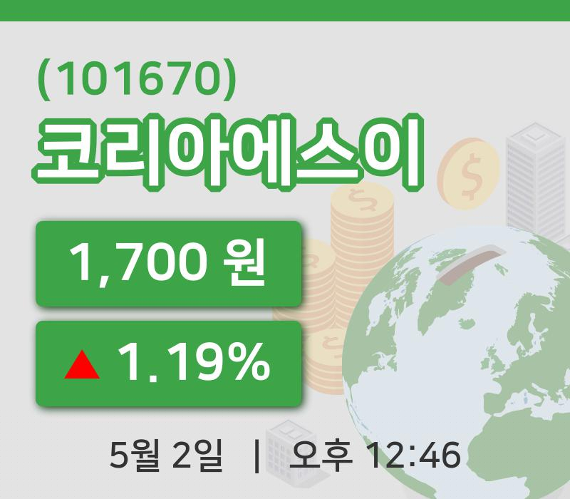 [코리아에스이주가] 12시 46분 현재 1,700원