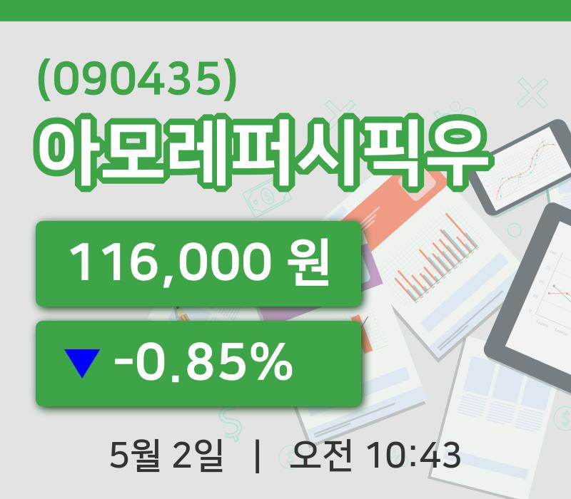 [아모레퍼시픽우주가] 10시 43분 현재 116,000원