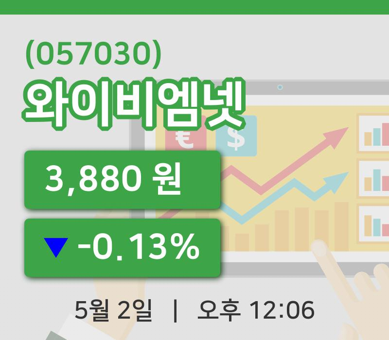 [와이비엠넷주가] 12시 06분 현재 3,880원