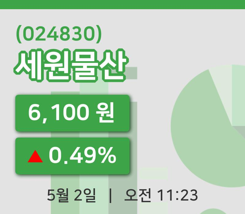 [세원물산주가] 2일 이시각 현재  6,100원
